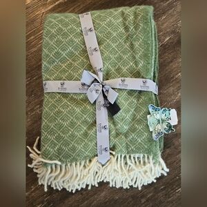 Klippan Throw Blanket 100% Wool Pampas Green Herringbone Woven 51"x79"
